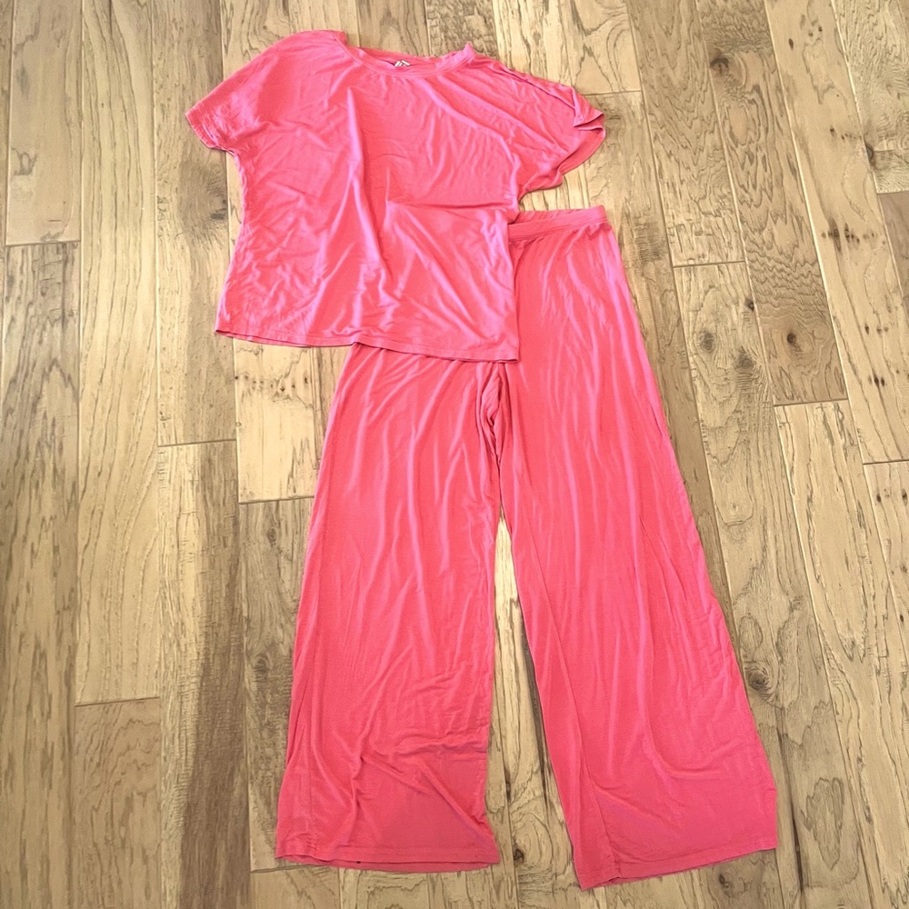 Nordstrom Wide-Leg Pants Set in Bright Coral Pink